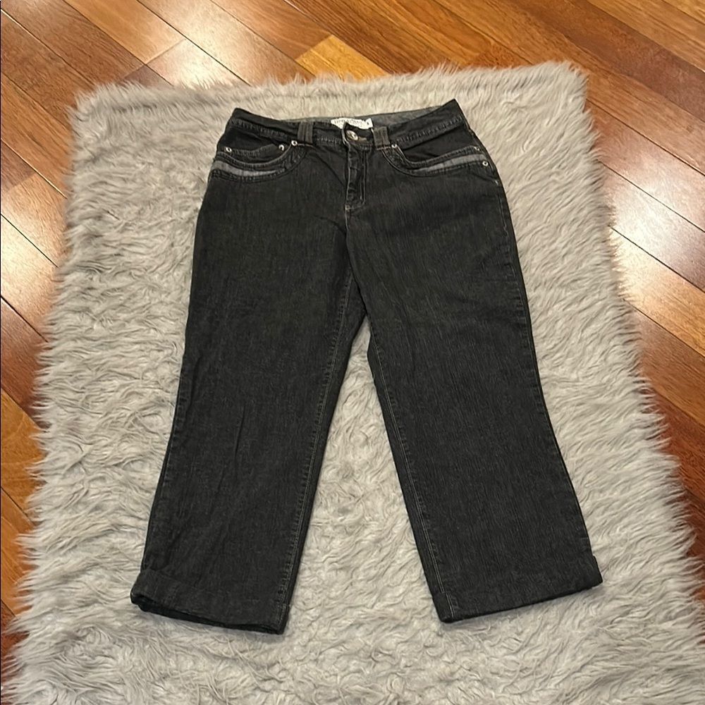 Tribal‎ jeans stretch  black cuffed cropped jeans size 4